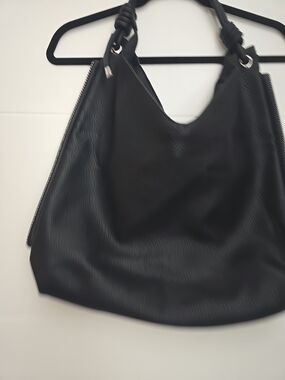 Montana West Black Pebbled Vegan Leather Hobo Bag Slouchy Shoulder Tote Side Zip